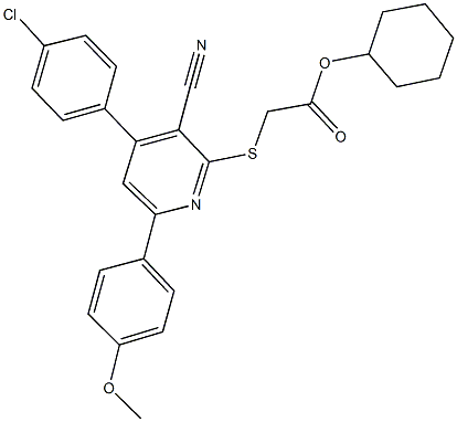 cyclohexyl {[4-(4-chlorophenyl)-3-cyano-6-(4-methoxyphenyl)-2-pyridinyl]sulfanyl}acetate,332377-93-2,结构式