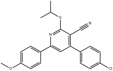4-(4-chlorophenyl)-2-(isopropylsulfanyl)-6-(4-methoxyphenyl)nicotinonitrile 结构式