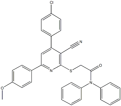 2-{[4-(4-chlorophenyl)-3-cyano-6-(4-methoxyphenyl)-2-pyridinyl]sulfanyl}-N,N-diphenylacetamide Structure