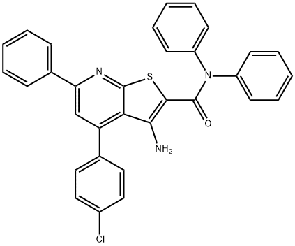 3-amino-4-(4-chlorophenyl)-N,N,6-triphenylthieno[2,3-b]pyridine-2-carboxamide,332385-50-9,结构式