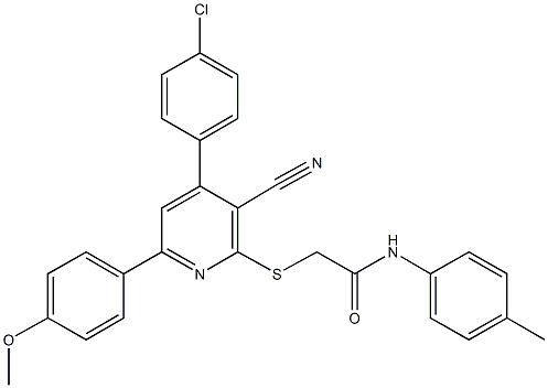 2-{[4-(4-chlorophenyl)-3-cyano-6-(4-methoxyphenyl)-2-pyridinyl]sulfanyl}-N-(4-methylphenyl)acetamide Structure