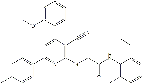 332388-03-1 2-{[3-cyano-4-(2-methoxyphenyl)-6-(4-methylphenyl)-2-pyridinyl]sulfanyl}-N-(2-ethyl-6-methylphenyl)acetamide