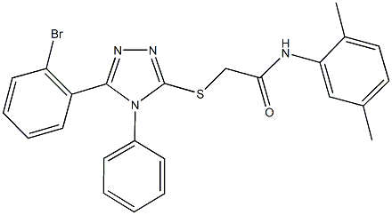 2-{[5-(2-bromophenyl)-4-phenyl-4H-1,2,4-triazol-3-yl]sulfanyl}-N-(2,5-dimethylphenyl)acetamide,332388-22-4,结构式