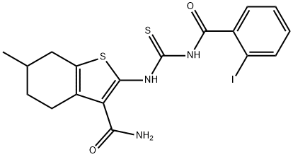 2-({[(2-iodobenzoyl)amino]carbothioyl}amino)-6-methyl-4,5,6,7-tetrahydro-1-benzothiophene-3-carboxamide Structure