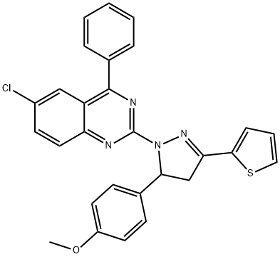 332391-03-4 4-[1-(6-chloro-4-phenyl-2-quinazolinyl)-3-(2-thienyl)-4,5-dihydro-1H-pyrazol-5-yl]phenyl methyl ether