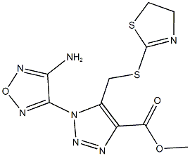 methyl 1-(4-amino-1,2,5-oxadiazol-3-yl)-5-[(4,5-dihydro-1,3-thiazol-2-ylsulfanyl)methyl]-1H-1,2,3-triazole-4-carboxylate Struktur