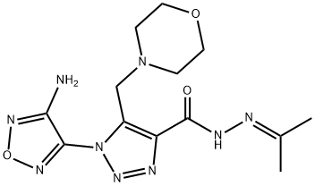 1-(4-amino-1,2,5-oxadiazol-3-yl)-N'-(1-methylethylidene)-5-(4-morpholinylmethyl)-1H-1,2,3-triazole-4-carbohydrazide 化学構造式