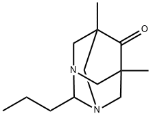 5,7-dimethyl-2-propyl-1,3-diazatricyclo[3.3.1.1~3,7~]decan-6-one 化学構造式