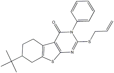 2-(allylsulfanyl)-7-tert-butyl-3-phenyl-5,6,7,8-tetrahydro[1]benzothieno[2,3-d]pyrimidin-4(3H)-one 结构式