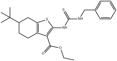 ethyl 2-{[(benzylamino)carbothioyl]amino}-6-tert-butyl-4,5,6,7-tetrahydro-1-benzothiophene-3-carboxylate Structure