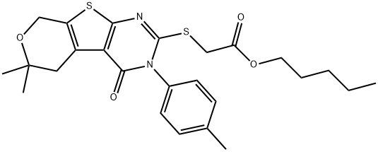 pentyl {[6,6-dimethyl-3-(4-methylphenyl)-4-oxo-3,5,6,8-tetrahydro-4H-pyrano[4',3':4,5]thieno[2,3-d]pyrimidin-2-yl]sulfanyl}acetate|