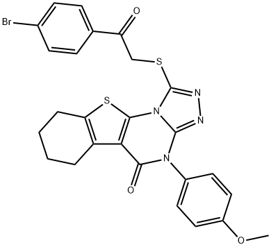 1-{[2-(4-bromophenyl)-2-oxoethyl]sulfanyl}-4-(4-methoxyphenyl)-6,7,8,9-tetrahydro[1]benzothieno[3,2-e][1,2,4]triazolo[4,3-a]pyrimidin-5(4H)-one,332393-20-1,结构式