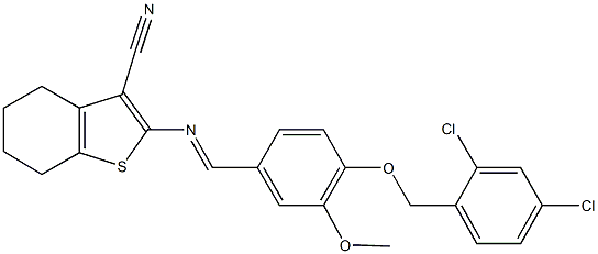 2-({4-[(2,4-dichlorobenzyl)oxy]-3-methoxybenzylidene}amino)-4,5,6,7-tetrahydro-1-benzothiophene-3-carbonitrile Structure