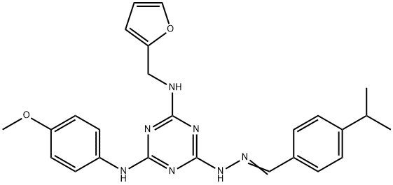 4-isopropylbenzaldehyde [4-[(2-furylmethyl)amino]-6-(4-methoxyanilino)-1,3,5-triazin-2-yl]hydrazone 结构式