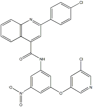 2-(4-chlorophenyl)-N-{3-[(5-chloro-3-pyridinyl)oxy]-5-nitrophenyl}-4-quinolinecarboxamide 结构式