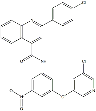 2-(4-chlorophenyl)-N-{3-[(5-chloro-3-pyridinyl)oxy]-5-nitrophenyl}-4-quinolinecarboxamide Struktur