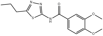 3,4-dimethoxy-N-(5-propyl-1,3,4-thiadiazol-2-yl)benzamide 化学構造式