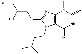 8-[(3-chloro-2-hydroxypropyl)sulfanyl]-7-isopentyl-3-methyl-3,7-dihydro-1H-purine-2,6-dione,332408-86-3,结构式