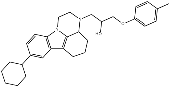 1-(8-cyclohexyl-1,2,3a,4,5,6-hexahydro-3H-pyrazino[3,2,1-jk]carbazol-3-yl)-3-(4-methylphenoxy)-2-propanol Struktur