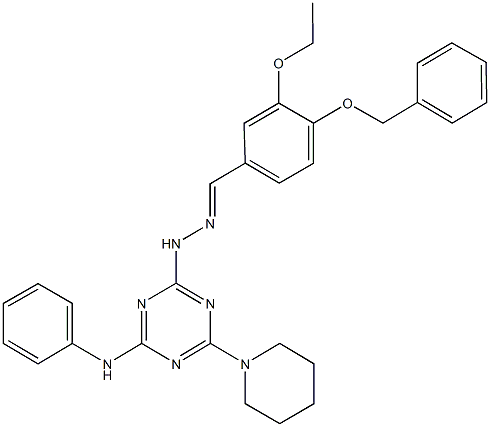 4-(benzyloxy)-3-ethoxybenzaldehyde [4-anilino-6-(1-piperidinyl)-1,3,5-triazin-2-yl]hydrazone Structure