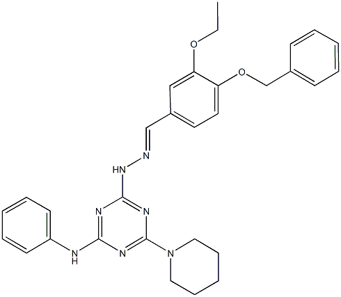 4-(benzyloxy)-3-ethoxybenzaldehyde [4-anilino-6-(1-piperidinyl)-1,3,5-triazin-2-yl]hydrazone 结构式