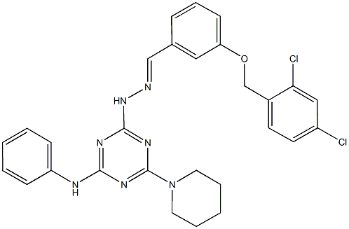 3-[(2,4-dichlorobenzyl)oxy]benzaldehyde [4-anilino-6-(1-piperidinyl)-1,3,5-triazin-2-yl]hydrazone Structure