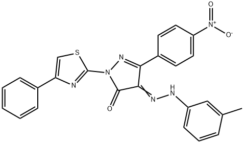 3-{4-nitrophenyl}-1-(4-phenyl-1,3-thiazol-2-yl)-1H-pyrazole-4,5-dione 4-[(3-methylphenyl)hydrazone],332412-00-7,结构式