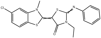 5-(5-chloro-3-methyl-1,3-benzothiazol-2(3H)-ylidene)-3-ethyl-2-(phenylimino)-1,3-thiazolidin-4-one|