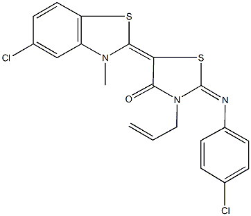 3-allyl-5-(5-chloro-3-methyl-1,3-benzothiazol-2(3H)-ylidene)-2-[(4-chlorophenyl)imino]-1,3-thiazolidin-4-one,332413-72-6,结构式