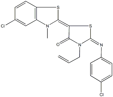 3-allyl-5-(5-chloro-3-methyl-1,3-benzothiazol-2(3H)-ylidene)-2-[(4-chlorophenyl)imino]-1,3-thiazolidin-4-one Structure