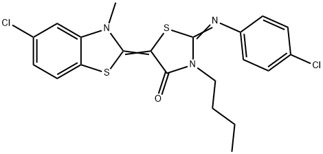 3-butyl-5-(5-chloro-3-methyl-1,3-benzothiazol-2(3H)-ylidene)-2-[(4-chlorophenyl)imino]-1,3-thiazolidin-4-one Structure