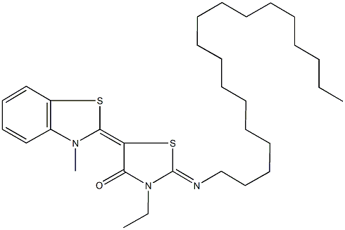 3-ethyl-5-(3-methyl-1,3-benzothiazol-2(3H)-ylidene)-2-(octadecylimino)-1,3-thiazolidin-4-one Struktur