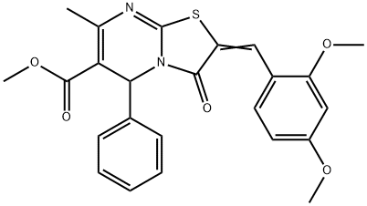 methyl 2-(2,4-dimethoxybenzylidene)-7-methyl-3-oxo-5-phenyl-2,3-dihydro-5H-[1,3]thiazolo[3,2-a]pyrimidine-6-carboxylate Struktur
