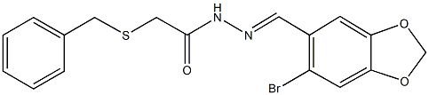 2-(benzylsulfanyl)-N'-[(6-bromo-1,3-benzodioxol-5-yl)methylene]acetohydrazide,332419-81-5,结构式