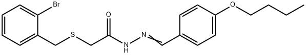 2-[(2-bromobenzyl)sulfanyl]-N'-(4-butoxybenzylidene)acetohydrazide Struktur