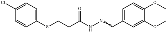 3-[(4-chlorophenyl)sulfanyl]-N'-(3,4-dimethoxybenzylidene)propanohydrazide 结构式