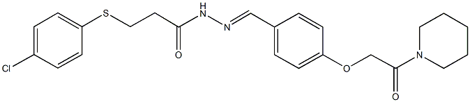 3-[(4-chlorophenyl)sulfanyl]-N'-{4-[2-oxo-2-(1-piperidinyl)ethoxy]benzylidene}propanohydrazide 结构式