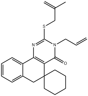 3-allyl-2-[(2-methyl-2-propenyl)sulfanyl]-5,6-dihydrospiro(benzo[h]quinazoline-5,1'-cyclohexane)-4(3H)-one Structure