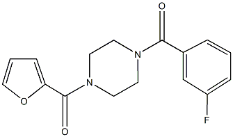 1-(3-fluorobenzoyl)-4-(2-furoyl)piperazine 化学構造式
