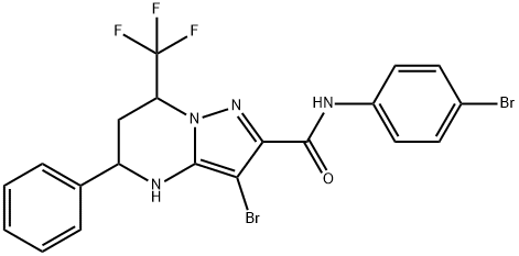 3-bromo-N-(4-bromophenyl)-5-phenyl-7-(trifluoromethyl)-4,5,6,7-tetrahydropyrazolo[1,5-a]pyrimidine-2-carboxamide Structure