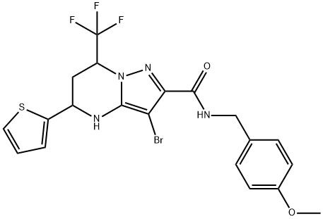 3-bromo-N-(4-methoxybenzyl)-5-(2-thienyl)-7-(trifluoromethyl)-4,5,6,7-tetrahydropyrazolo[1,5-a]pyrimidine-2-carboxamide Structure