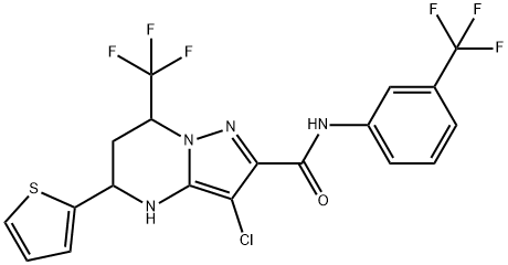 3-chloro-5-(2-thienyl)-7-(trifluoromethyl)-N-[3-(trifluoromethyl)phenyl]-4,5,6,7-tetrahydropyrazolo[1,5-a]pyrimidine-2-carboxamide Structure