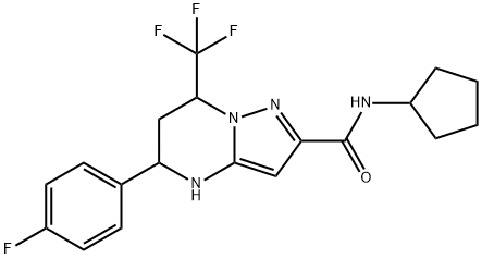 N-cyclopentyl-5-(4-fluorophenyl)-7-(trifluoromethyl)-4,5,6,7-tetrahydropyrazolo[1,5-a]pyrimidine-2-carboxamide,332853-42-6,结构式