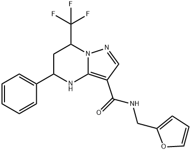 N-(2-furylmethyl)-5-phenyl-7-(trifluoromethyl)-4,5,6,7-tetrahydropyrazolo[1,5-a]pyrimidine-3-carboxamide Struktur