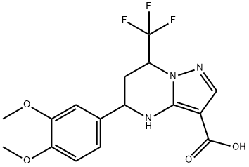 5-(3,4-dimethoxyphenyl)-7-(trifluoromethyl)-4,5,6,7-tetrahydropyrazolo[1,5-a]pyrimidine-3-carboxylic acid Structure