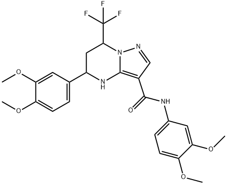 N,5-bis(3,4-dimethoxyphenyl)-7-(trifluoromethyl)-4,5,6,7-tetrahydropyrazolo[1,5-a]pyrimidine-3-carboxamide 化学構造式