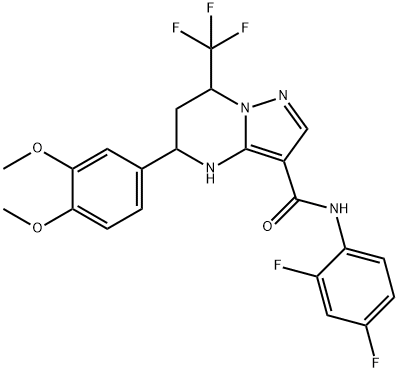 N-(2,4-difluorophenyl)-5-(3,4-dimethoxyphenyl)-7-(trifluoromethyl)-4,5,6,7-tetrahydropyrazolo[1,5-a]pyrimidine-3-carboxamide,332854-04-3,结构式