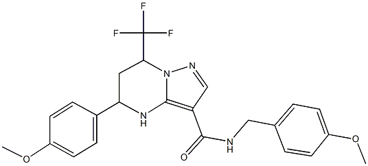 N-(4-methoxybenzyl)-5-(4-methoxyphenyl)-7-(trifluoromethyl)-4,5,6,7-tetrahydropyrazolo[1,5-a]pyrimidine-3-carboxamide Struktur