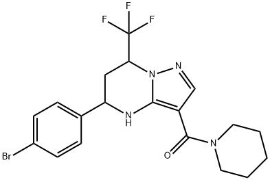 5-(4-bromophenyl)-3-(1-piperidinylcarbonyl)-7-(trifluoromethyl)-4,5,6,7-tetrahydropyrazolo[1,5-a]pyrimidine 化学構造式