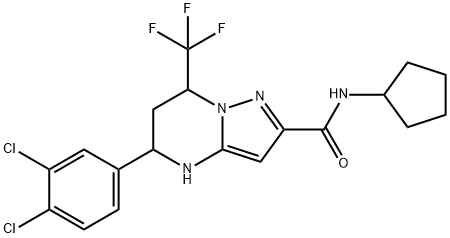 N-cyclopentyl-5-(3,4-dichlorophenyl)-7-(trifluoromethyl)-4,5,6,7-tetrahydropyrazolo[1,5-a]pyrimidine-2-carboxamide 结构式